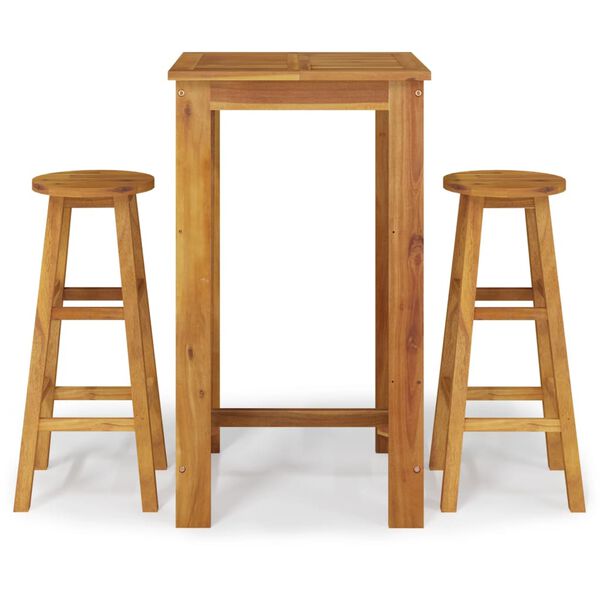 vidaXL Set da Bar da Giardino 3 pz in Legno Massello di Acacia
