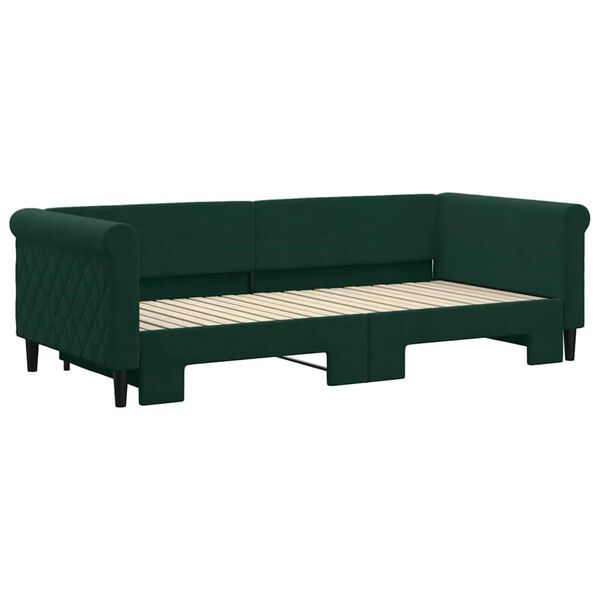 vidaXL Divano Letto con Letto Estraibile Verde Scuro 90x200cm Velluto