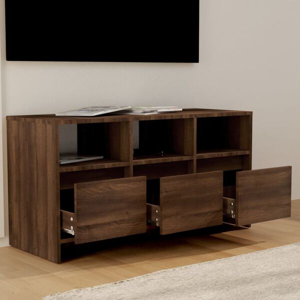 vidaXL Mobile Porta TV Marrone Rovere 102x37,5x52,5 cm in Truciolato