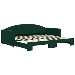 vidaXL Divano Letto con Letto Estraibile Verde Scuro 90x200cm Velluto