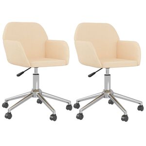 vidaXL Sedie da Pranzo Girevoli 2 pz Crema in Tessuto