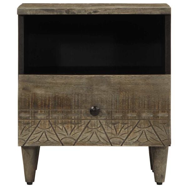 vidaXL Comodino Grigio Chiaro 40x33x46 cm in Legno Massello di Mango