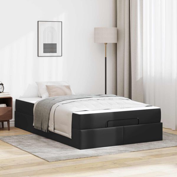 vidaXL Struttura letto con materasso con materasso 2 pcs Nero PVC