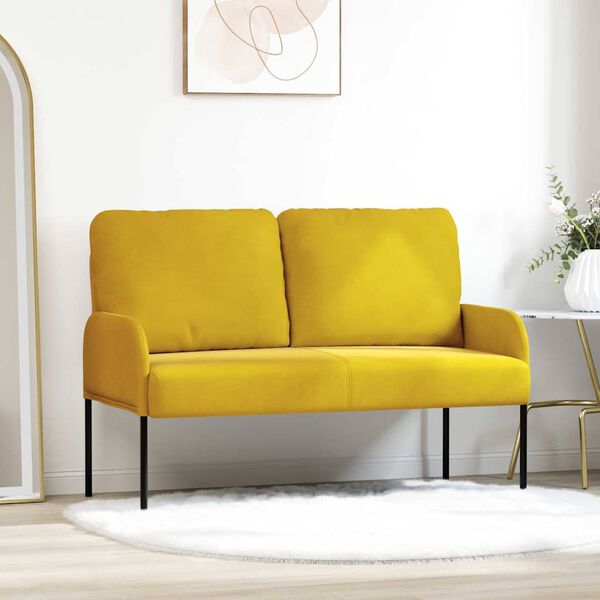 vidaXL Divani con cuscino 110cm Giallo Legno compensato