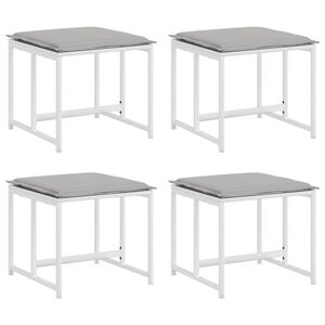 vidaXL Sgabelli Giardino con Cuscini 4 pz Bianchi Acciaio e Textilene