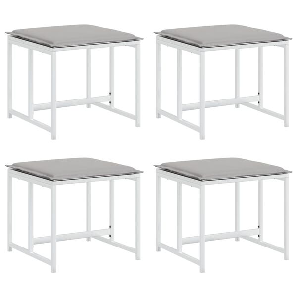 vidaXL Sgabelli Giardino con Cuscini 4 pz Bianchi Acciaio e Textilene