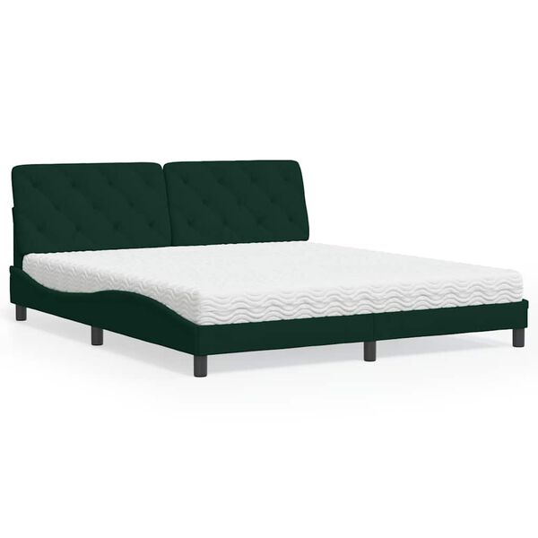 vidaXL Letto con Materasso Verde Scuro 180x200 cm in Velluto