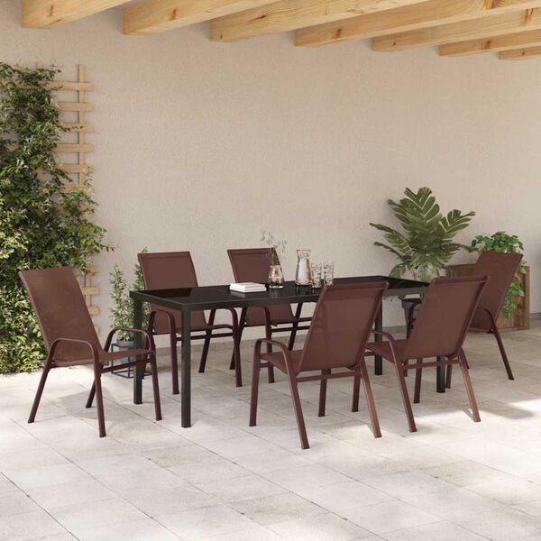 vidaXL Set da Pranzo per Giardino 7 pcs Marrone e Nero
