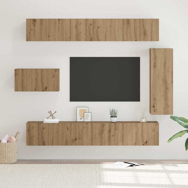 vidaXL Set mobile TV 8 pcs Rovere artigianale Legno multistrato