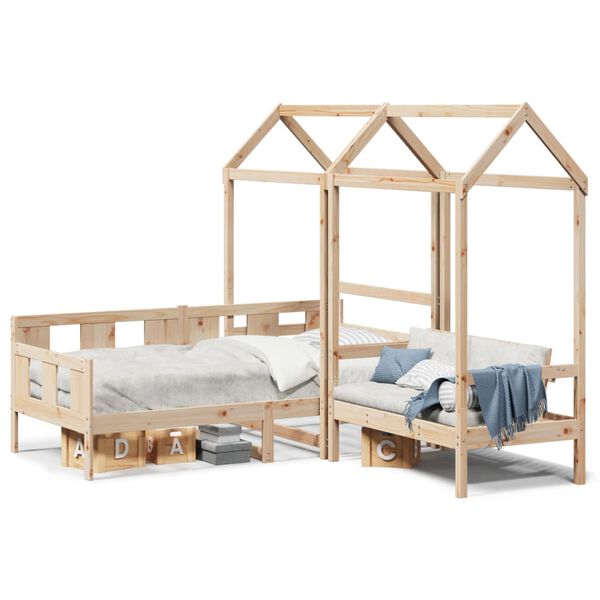 vidaXL Set Dormeuse e Panca con Tetto 80x200cm Legno Massello di Pino
