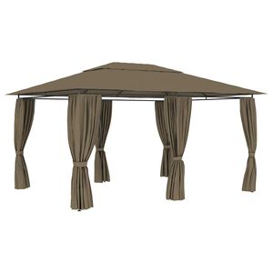 vidaXL Gazebo da Giardino con Tende 4x3 m Grigio Talpa 180 g/m&sup2;