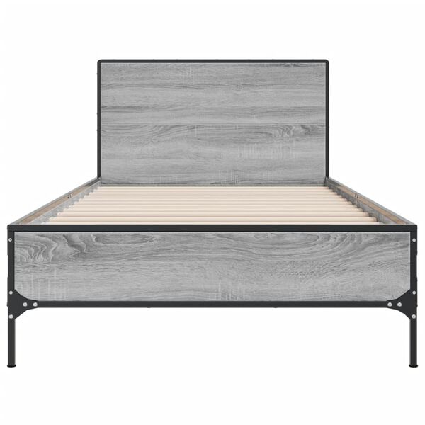vidaXL Giroletto Grigio Sonoma 90x200 cm Legno Multistrato e Metallo