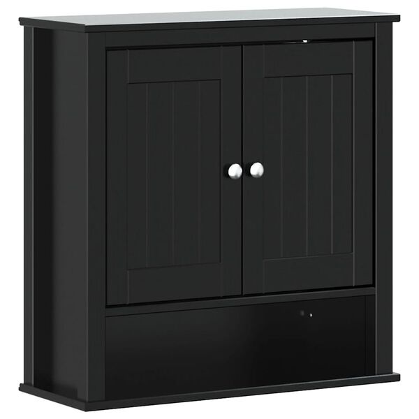 vidaXL Mobile da Bagno a Muro BERG Nero 69,5x27x71,5cm Legno Massello