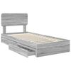 vidaXL Letto con Contenitore con testiera Grigio Sonoma 90 x 190 cm