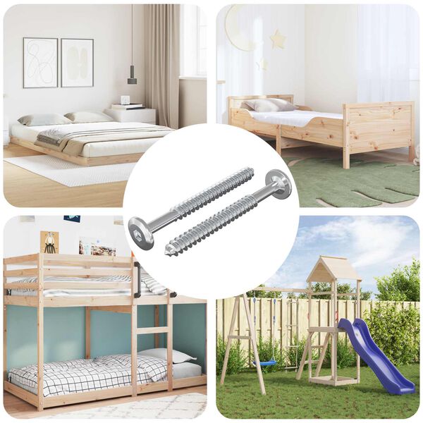 vidaXL Viti in Legno 2 pcs Argento M6 x 70 mm Acciaio