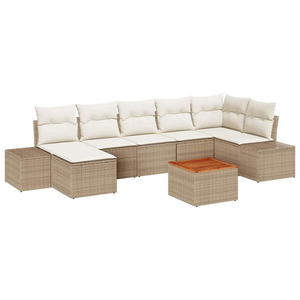vidaXL Set Divano da Giardino 8 pcs Beige e bianco