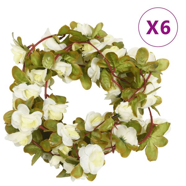 vidaXL Ghirlande Fiori Artificiali Natale 6 pz Bianco 250 cm