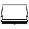 vidaXL Giroletto per Bambini con Cassetti Nero 90x190 cm Massello Pino