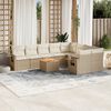 vidaXL Set Divano da Giardino 10 pz con Cuscini Beige in Polyrattan