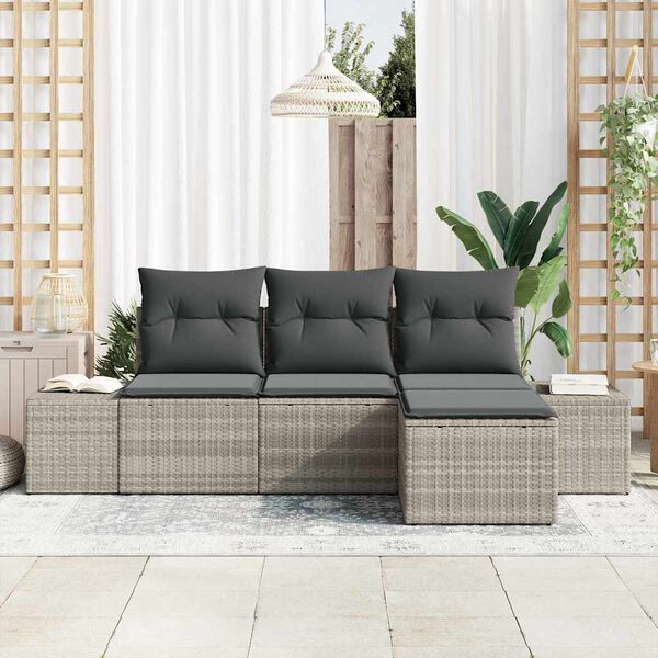 vidaXL Set Divano da Giardino 4 pcs Grigio chiaro polyrattan