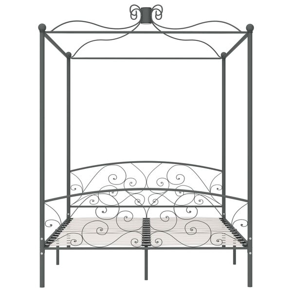 vidaXL Letto a Baldacchino Grigio in Metallo 180x200 cm