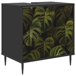 vidaXL Mobile da Bagno ELBURG Rovere Nero 60 x 40 x 61 cm