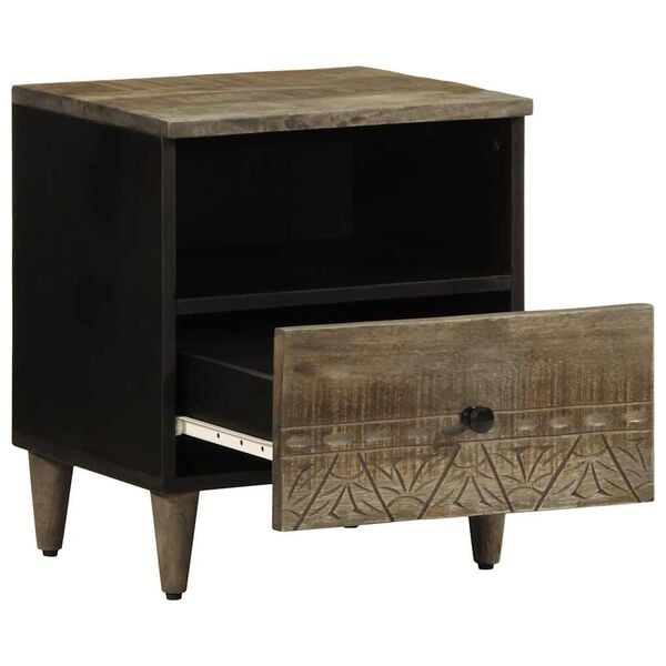 vidaXL Comodino Grigio Chiaro 40x33x46 cm in Legno Massello di Mango