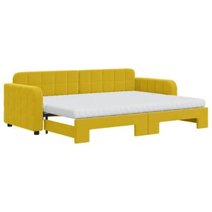 vidaXL Divano Letto Estraibile con Materassi Giallo 80x200 cm Velluto