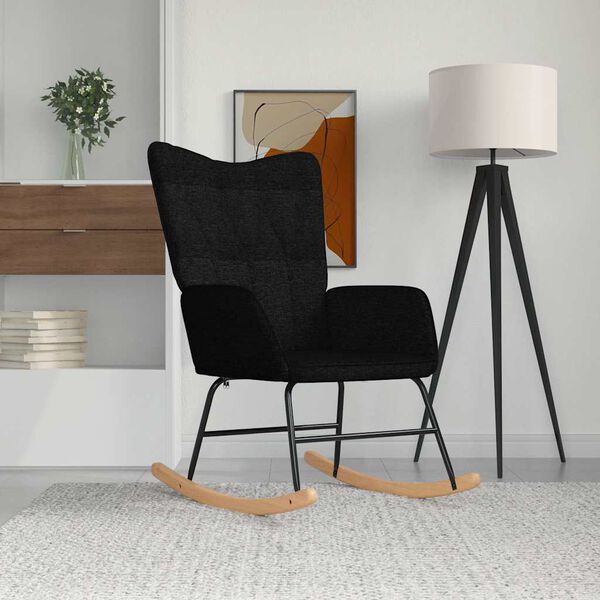 vidaXL Sedia a Dondolo Nera in Tessuto
