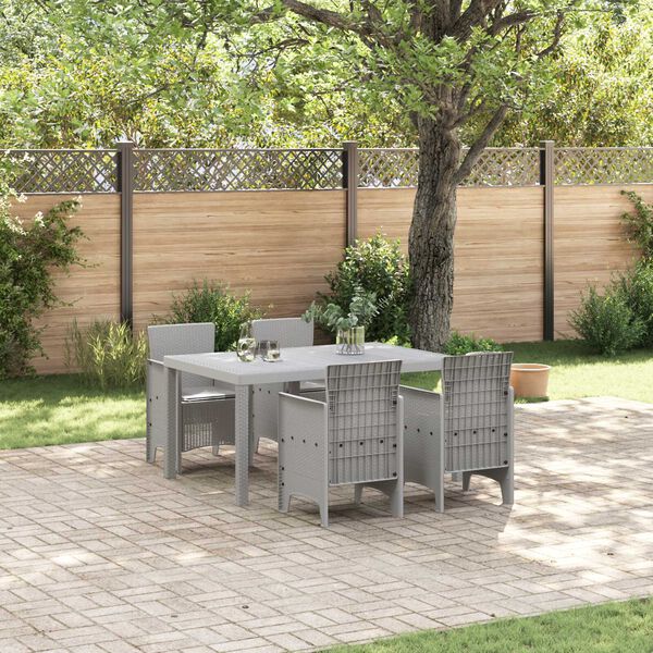 vidaXL Set da Pranzo per Giardino 5 pcs Grigio chiaro Rattan Polt