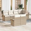 vidaXL Set Divano da Giardino con cuscino 7 pcs Beige Poly Rattan