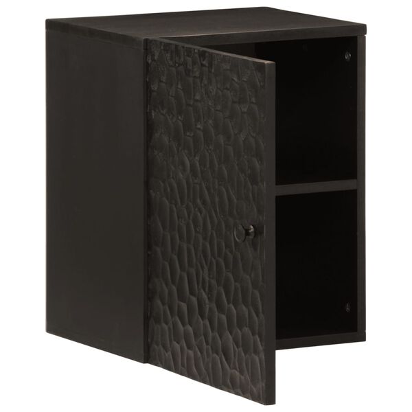 vidaXL Mobile da Bagno a Parete Nero 38x33x48 cm Legno Massello Mango