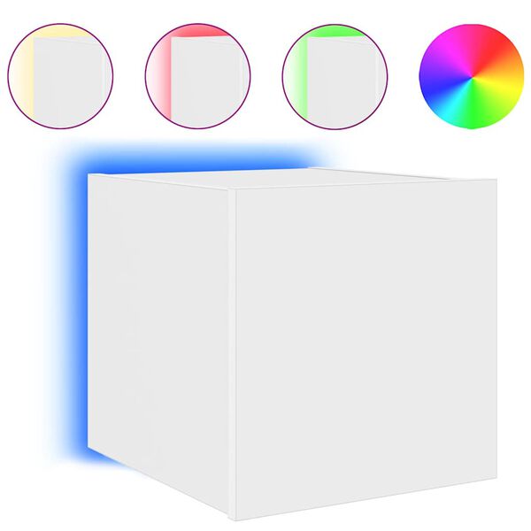 vidaXL Mobile TV a Parete con Luci LED Bianco 30,5x35x30 cm