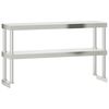 vidaXL Ripiano per Tavolo da Lavoro 2 Piani 110x30x65 cm Acciaio Inox