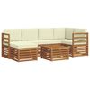 vidaXL Set divani 7 pcs Naturale e Crema Legno di Acacia Massello