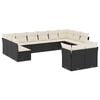 vidaXL Set Divani da Giardino 12 pz con Cuscini Nero in Polyrattan