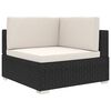 vidaXL Poltrona Modulare ad Angolo 1 pz con Cuscini in Polyrattan Nero