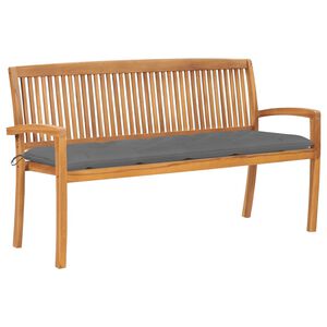 vidaXL Panchina da Giardino Impilabile e Cuscino 159cm Teak Massello