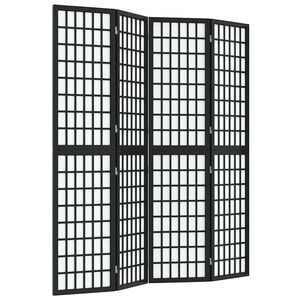 vidaXL Divisorio Pieghevole 4 Pannelli Stile Giapponese 160x170cm Nero