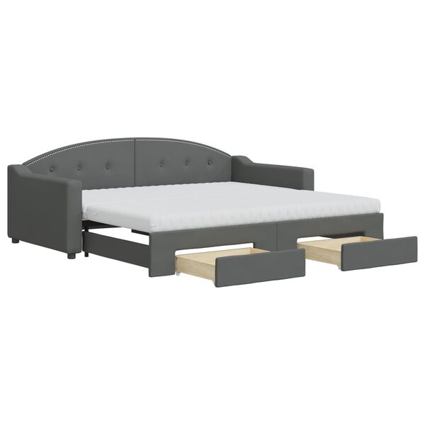 vidaXL Divano Letto Estraibile Cassetti Grigio Scuro 90x190cm Tessuto