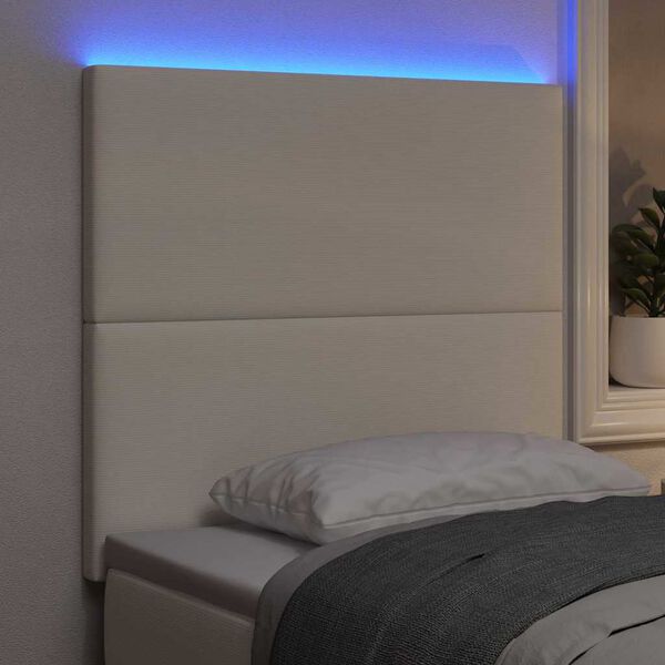 vidaXL Testiera LED con luci a strisce a LED Crema 100 cm Poliestere