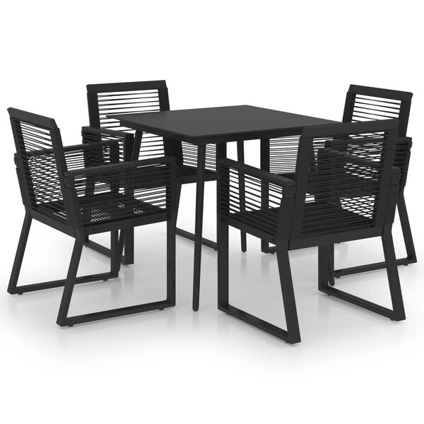 vidaXL Set da Pranzo da Giardino 5 pz in Rattan PVC Nero