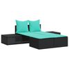 vidaXL Lettino prendisole doppio con Cuscini in Polyrattan Nero