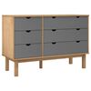 vidaXL Cassettiera OTTA Marrone e Grigio 111x43x73,5 cm Legno di Pino
