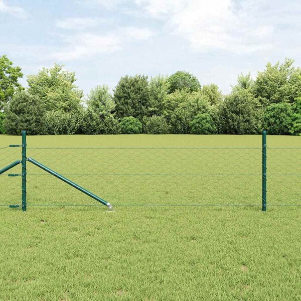 vidaXL Recinzione con pali. Verde 0.5 x 50 m Acciaio rivestito in PVC