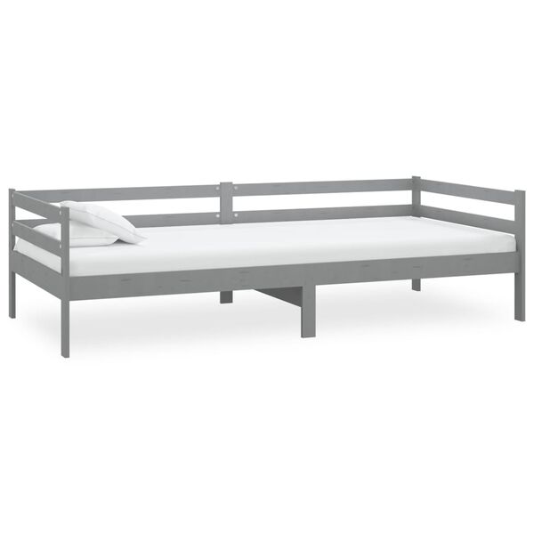 vidaXL Divano Letto con Materasso 90x200 cm Grigio in Legno di Pino