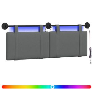 vidaXL Testiera sospesa Con luce LED Grigio Scuro Tessuto