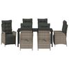 vidaXL Set da Pranzo per Giardino con cuscino 7 pcs Grigio polyrattan