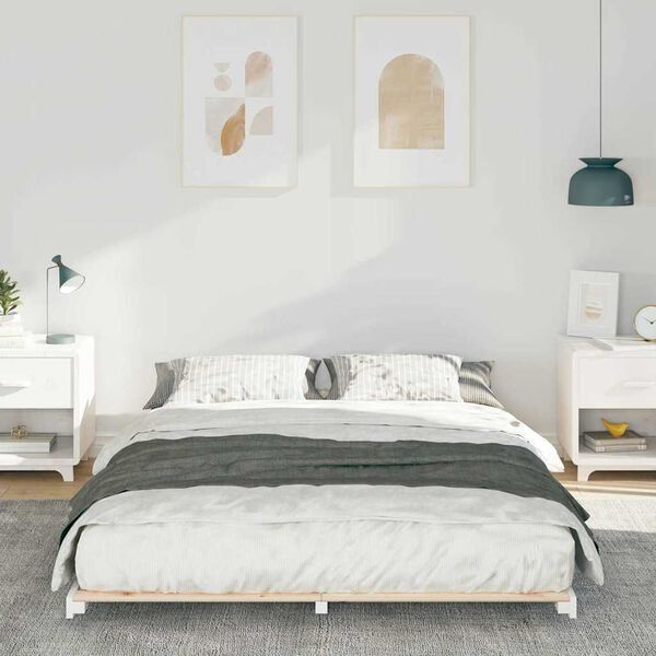 vidaXL Struttura letto a terra Bianco 160 x 210 cm