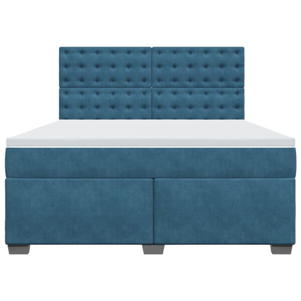 vidaXL Giroletto a Molle con Materasso Blu 180x200 cm in Velluto